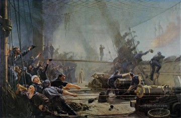 Ombord pa fragatten Batalla naval Niels Juel Pinturas al óleo